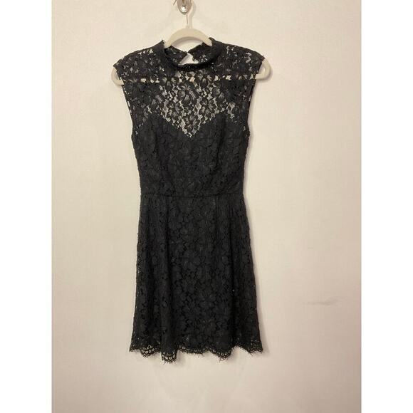 Sandro Paris Romie Dress Black Lace open Back High Neck - Picture 10 of 10